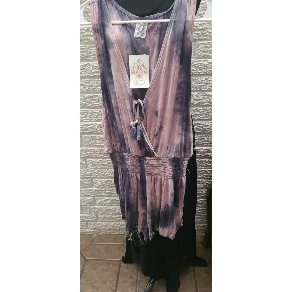 Becca by Rebecca Virtue Tide Pool Tie Dye Romper, Size L MULTI combo